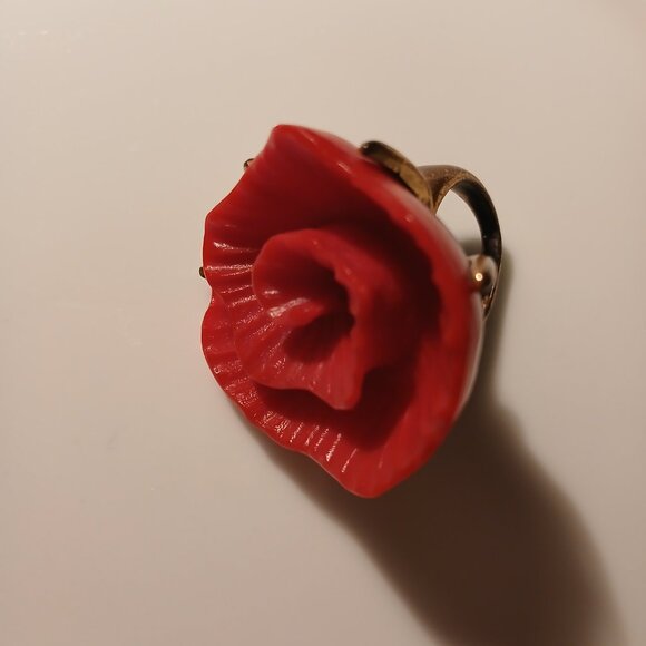 Oscar de la Renta Red Rose Enamel Ring - Picture 2 of 7